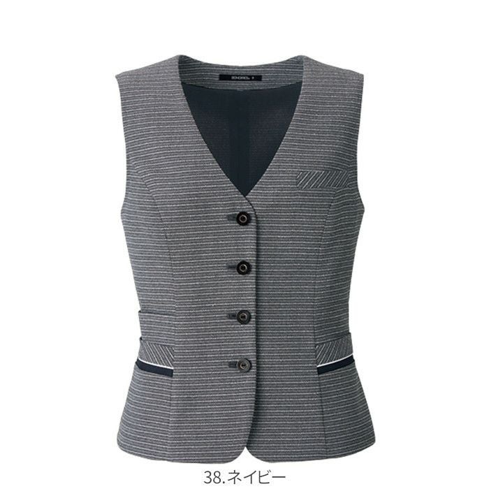 事務服 ベスト 春 夏 ボーダー AV1836 BONMAX ボンマックス | 制服専科