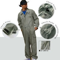 つなぎ,長袖ツナギ,ヒッコリー柄,2920,クレヒフク,ディティール2